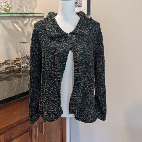 Glenmont Designs Cardigan Sweater Sz M Cozy Heavyweight Shawl Collar Multicolor - Picture 2 of 10